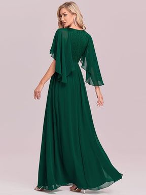 Custom Size Elegant Deep V Neck Chiffon Maxi Evening Dress