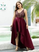 Sparkly Plus Size Prom Dresses for Women with Irregular Hem #color_Burgundy