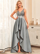 Sexy Backless Sparkly Prom Dresses for Women with Irregular Hem #color_Grey