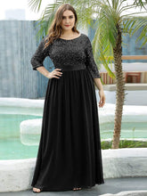 Women's Long Tulle & Sequin Evening Dresses for Mother of the Bride #color_Black