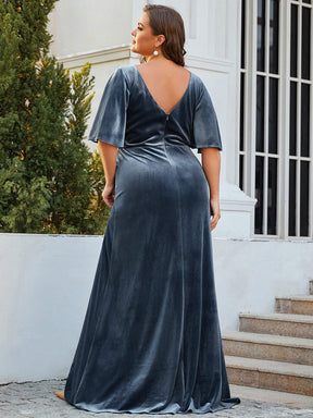 Vintage Plus Size Floor Length Velvet Evening Dress
