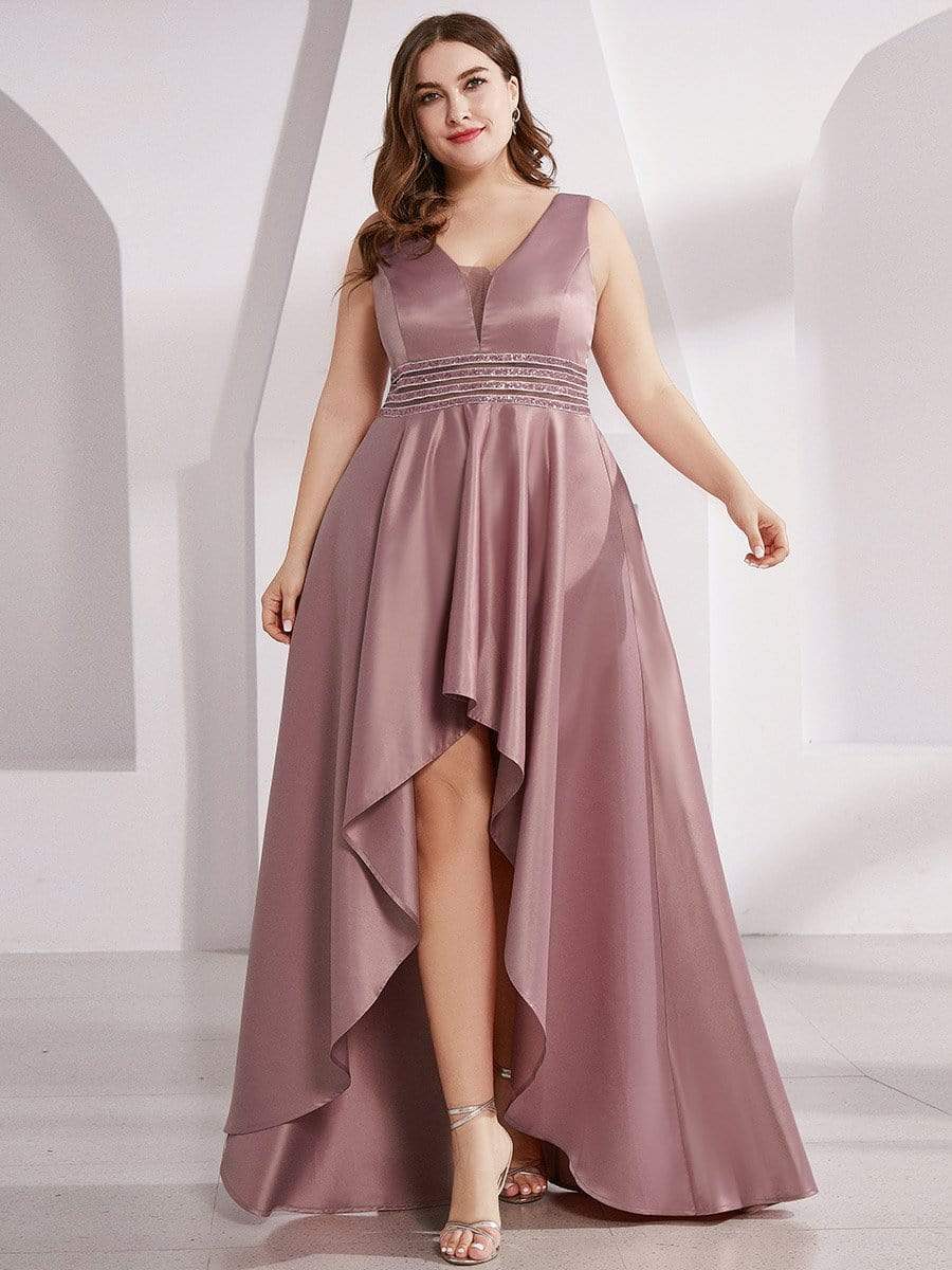 Women's Plus Size Asymmetric High Low Cocktail Party Dress #color_Purple Orchid