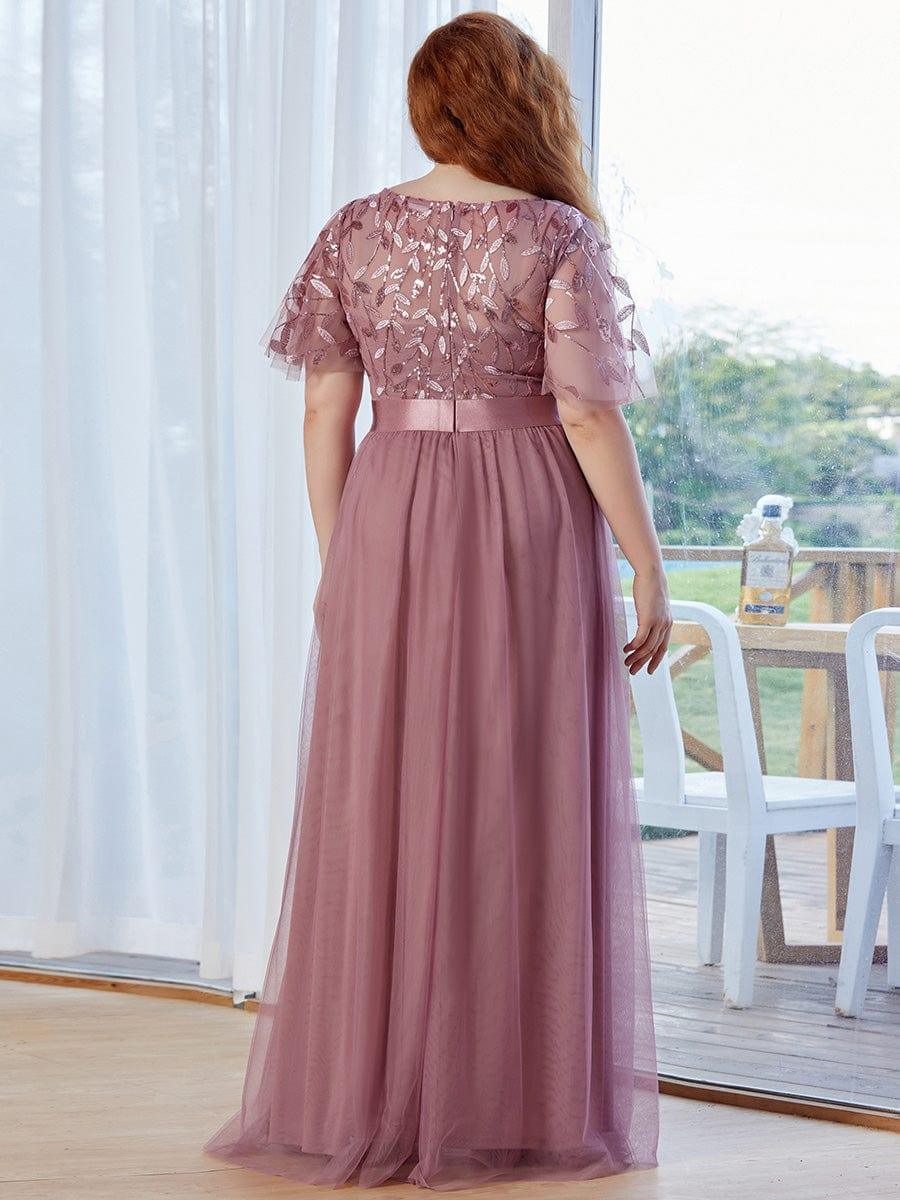 Women's A-Line Short Sleeve Embroidery Floor Length Bridesmaid Dresses #color_Purple Orchid
