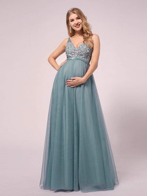 Women's A-Line V-Neck Floral Lace Appliques Maternity Dresses