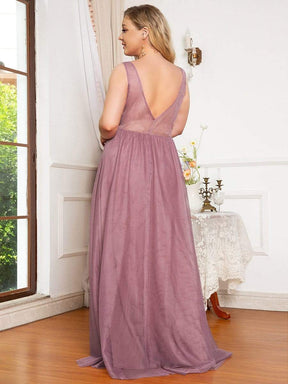 Plus Size Women's A-Line V-Neck Floral Lace Appliques Bridesmaid Dress