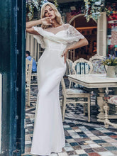 Sweetheart Illusion Neckline Wedding Dress With Ruffle Sleeves #color_White