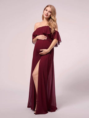 Women's A-Line Off Shoulder Ruffle Thigh Split Maternity Dresses