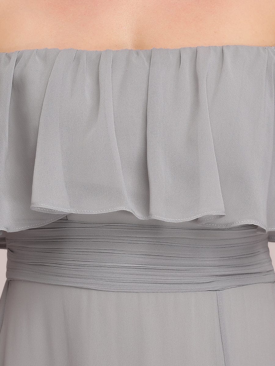 Custom Size Women's Off-The-Shoulder Ruffle Thigh Split Bridesmaid Dresses