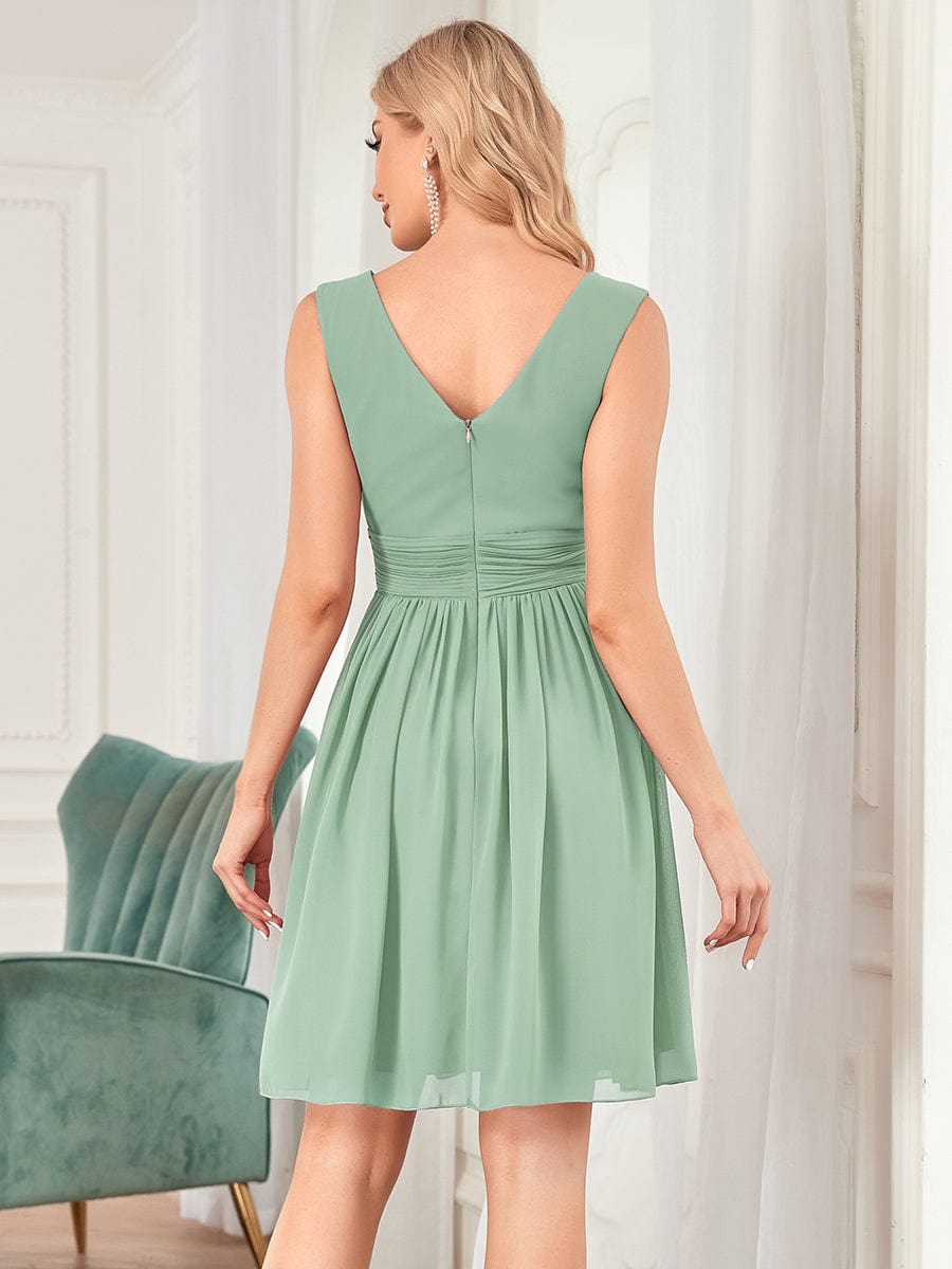 Custom Size Knee-Length Chiffon Bridesmaid Dresses for Women with V-Neck #color_Mint Green