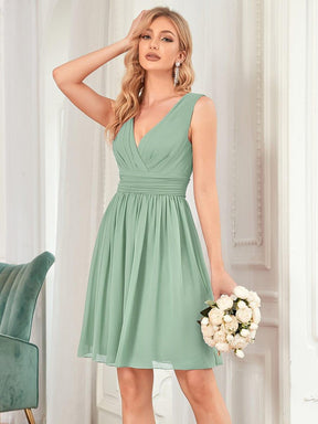 Custom Size Knee-Length Chiffon Wedding Guest Dresses with V-Neck