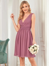 Knee-Length Chiffon Bridesmaid Dresses for Women with V-Neck #color_Purple Orchid