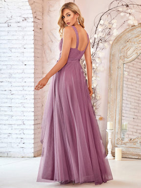 Elegant Double V-Neck Tulle Floor-Length Bridesmaid Dresses