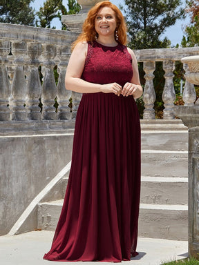 Plus Size Sleeveless Maxi Long A Line Lace Bridesmaid Dresses