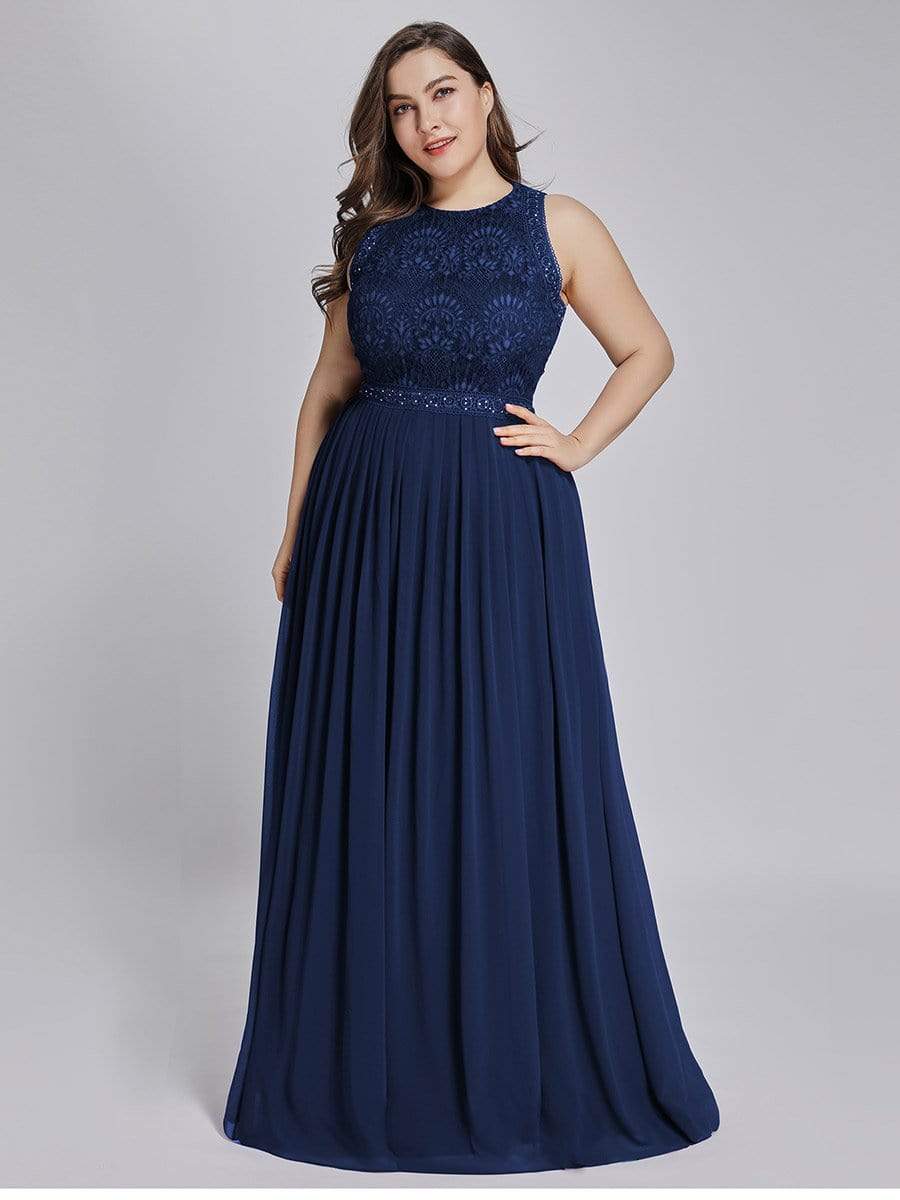 Plus Size Sleeveless Maxi Long A Line Lace Bridesmaid Dresses