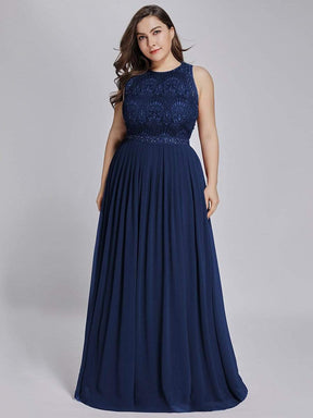 Plus Size Sleeveless Maxi Long A Line Lace Bridesmaid Dresses