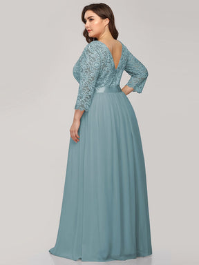 Plus Size See-Through Floor Length Lace Bridesmaid Dress With Half Sleeve