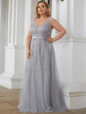 Custom Size Elegant Sleeveless Applique Flowy Tulle Evening Dress