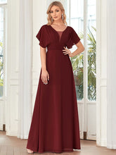 Women's A-Line Empire Waist Chiffon Evening Party Maxi Dress #color_Burgundy