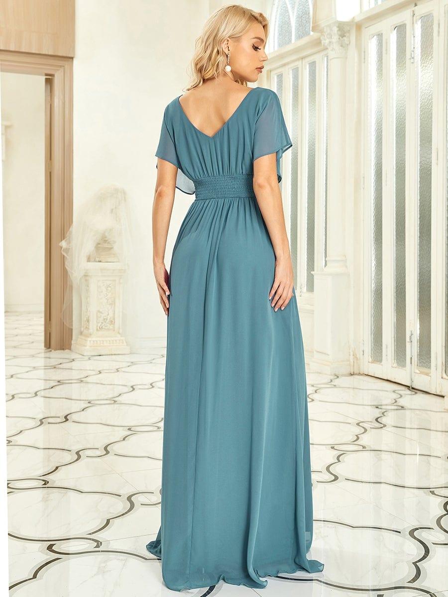 Custom Size Stunning A-Line Empire Waist Chiffon Wedding Guest Dress #color_Light Teal