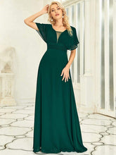 Women's A-Line Empire Waist Chiffon Evening Party Maxi Dress #color_Dark Green