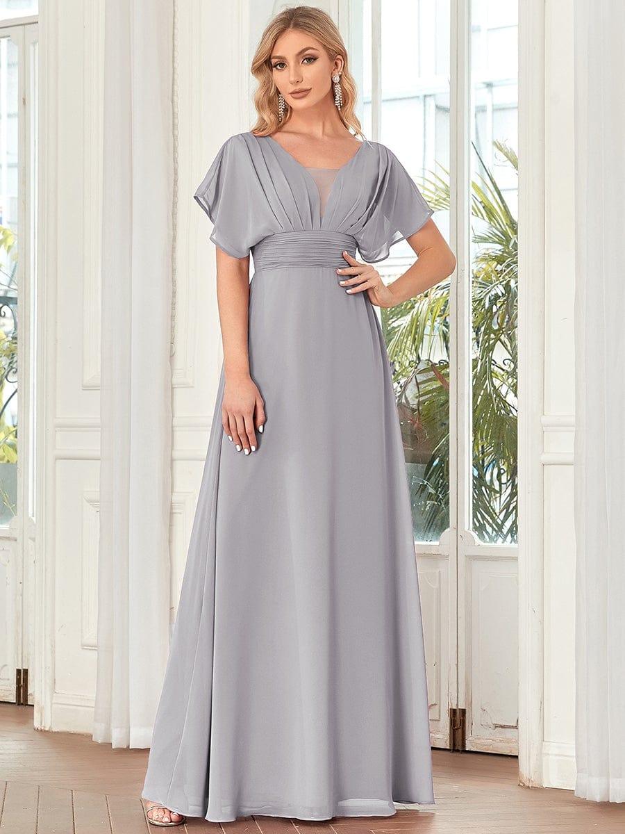 Custom Size Stunning A-Line Empire Waist Chiffon Wedding Guest Dress #color_Grey