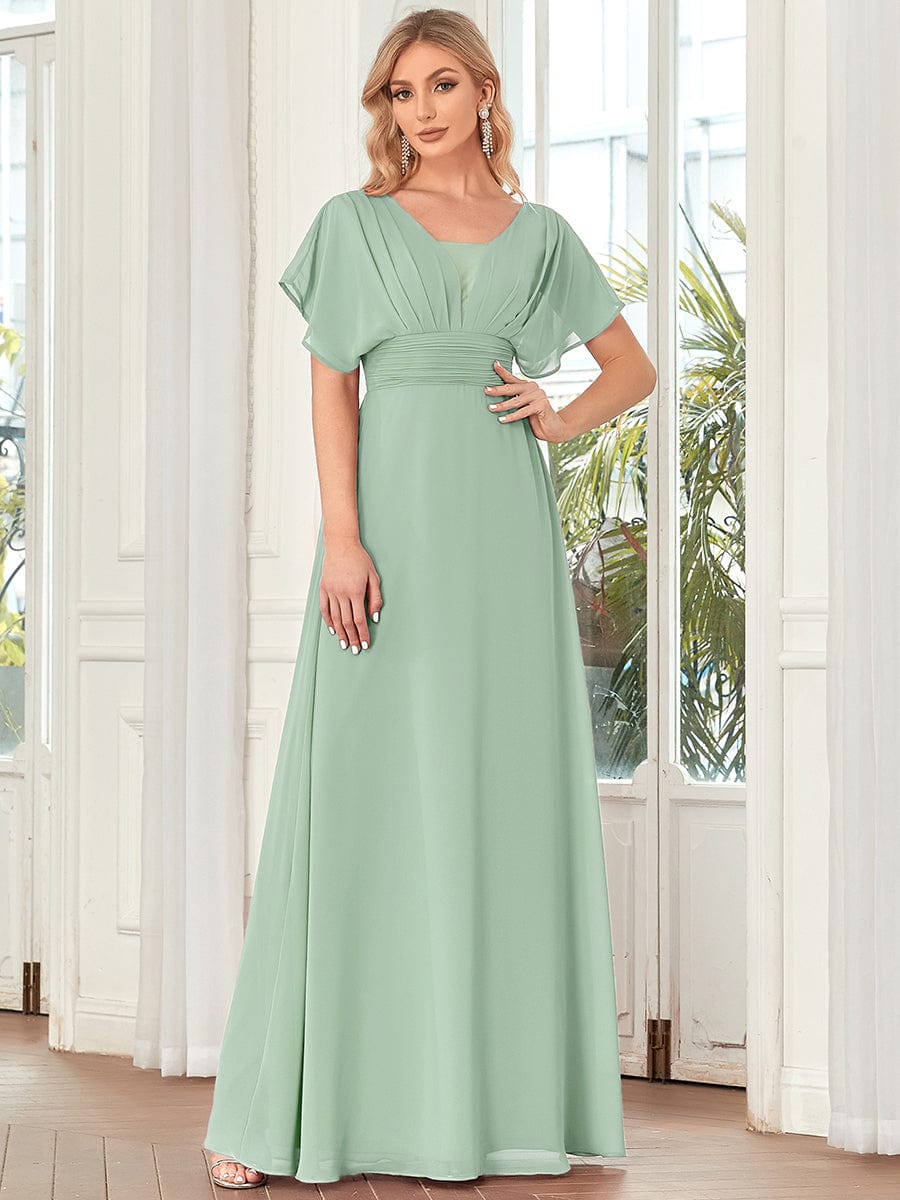 Custom Size Stunning A-Line Empire Waist Chiffon Wedding Guest Dress #color_Mint Green