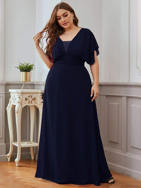 Plus Size V-neck A-Line Empire Waist Chiffon Evening Dress