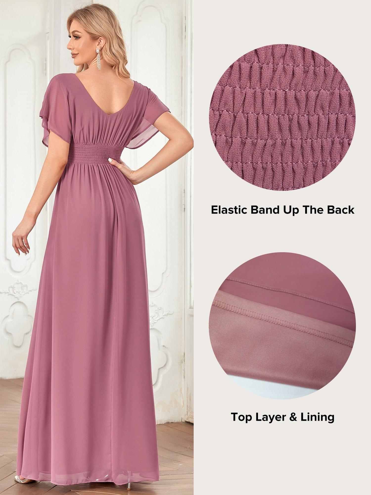 Custom Size Stunning A-Line Empire Waist Chiffon Wedding Guest Dress #color_Purple Orchid