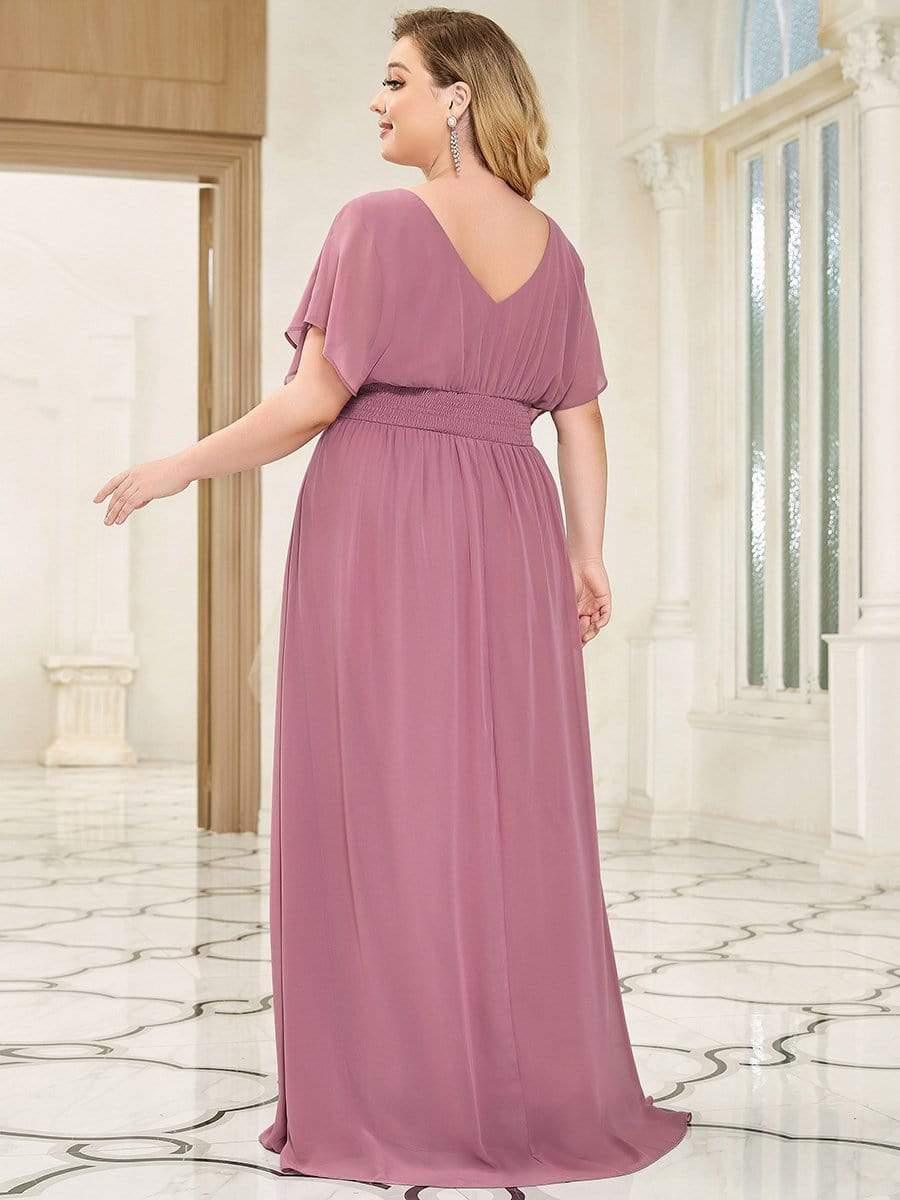 Custom Size Stunning A-Line Empire Waist Chiffon Wedding Guest Dress #color_Purple Orchid