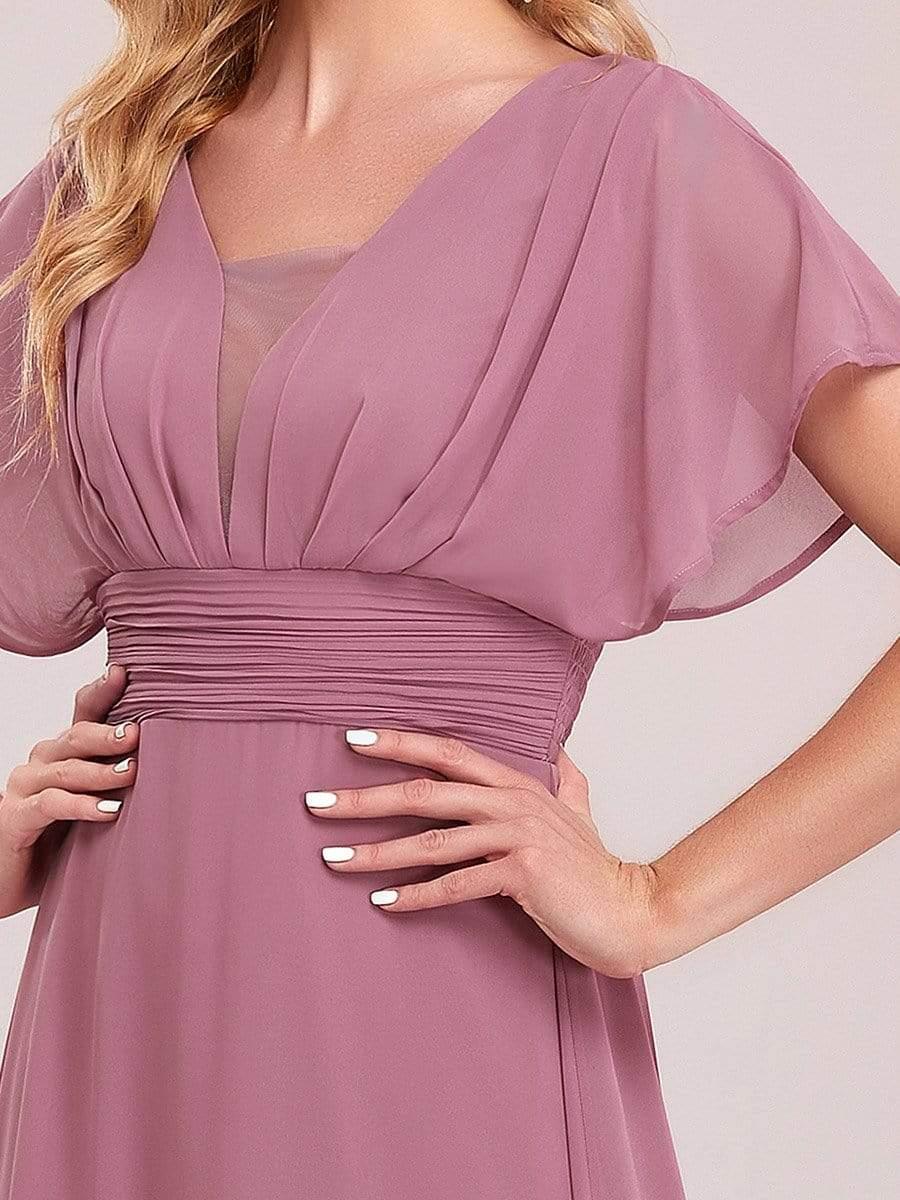 Custom Size Stunning A-Line Empire Waist Chiffon Wedding Guest Dress #color_Purple Orchid
