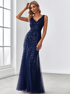 Crossover neck sales fishtail evening dress