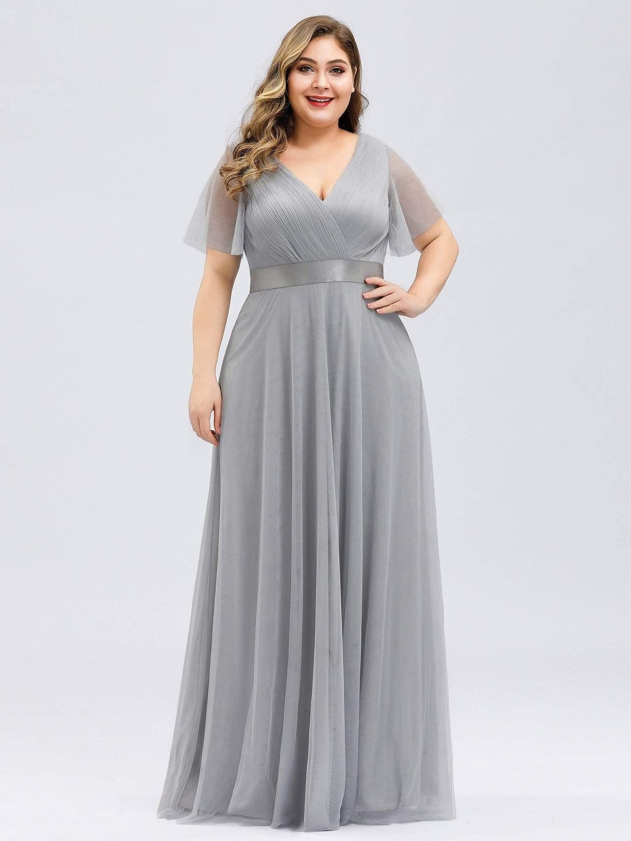 Plus Size Maxi Long Tulle Bridesmaid Dresses for Women