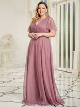 Women's Floor-Length Plus Size Bridesmaid Dress with Short Sleeve #color_Purple Orchid