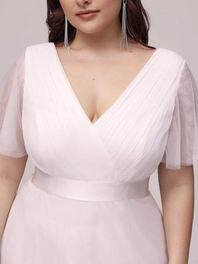 Women's Floor-Length Plus Size Bridesmaid Dress with Short Sleeve