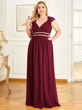 V-Neck Sleeveless Grecian Style Plus Size Evening Dresses #color_Burgundy