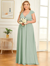 V-Neck Sleeveless Grecian Style Plus Size Evening Dresses #color_Mint Green