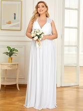 V-Neck Sleeveless Grecian Style Plus Size Evening Dresses #color_White