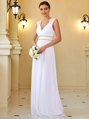 Ruched V-neck Floor Length Elegant Bridesmaid Dress