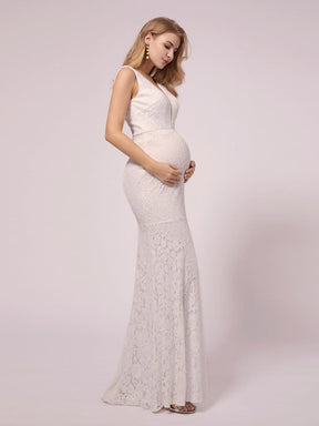 Deep V Neck Lace Mermaid Maternity Dress