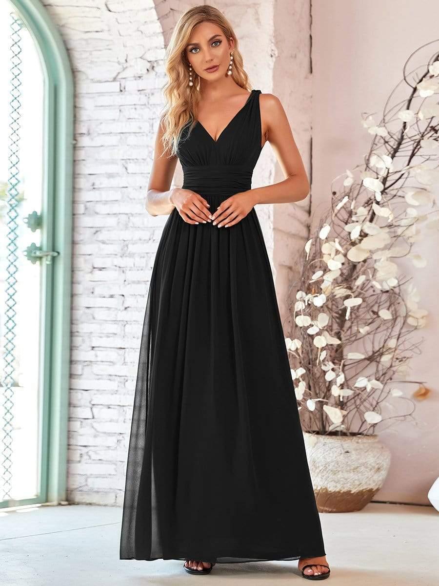 Elegant Sleeveless V-Neck Maxi Chiffon Bridesmaid Dress