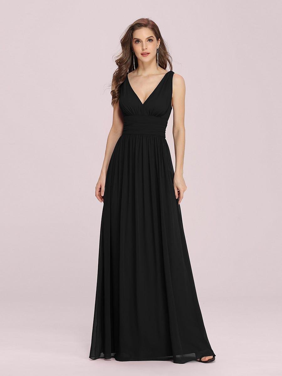 Custom Size V Neck Sleeveless Pleated Chiffon Evening Dress