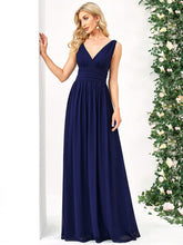 Elegant V Neck A Line Chiffon Maxi Bridesamid Dresses #color_Royal Blue
