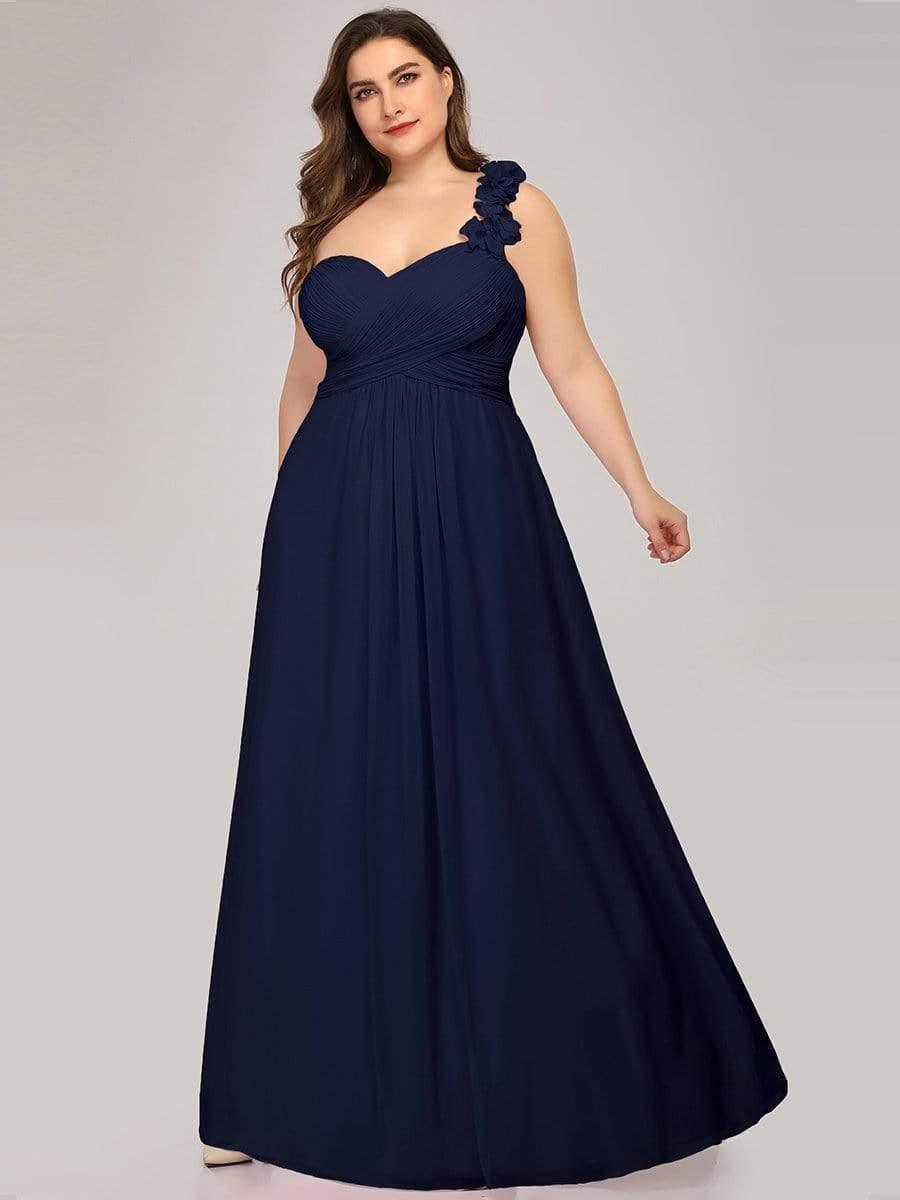 Plus Size Chiffon One Shoulder Sweetheart Neck Bridesmaid Dress