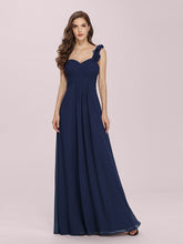 Chiffon One Shoulder Maxi Long Bridesmaid Dresses for Women #color_Navy Blue