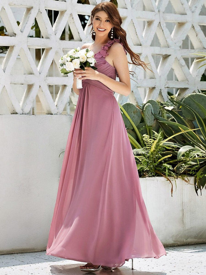 One Shoulder Long Chiffon Bridesmaid Gown Wisteria main image 1