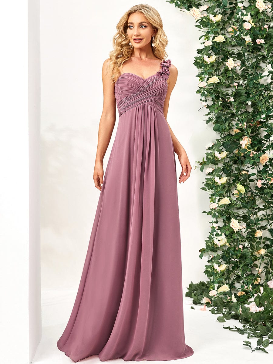 Custom Size Chiffon One Shoulder Maxi Long Bridesmaid Dress - Ever ...