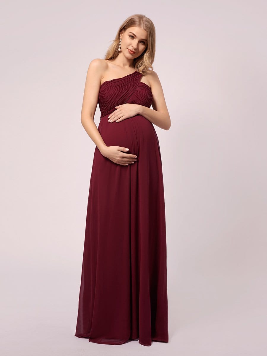 Simple One Shoulder Chiffon Maternity Dresses
