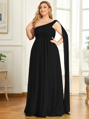 Plus Size Chiffon One Shoulder Maxi Evening Dresses