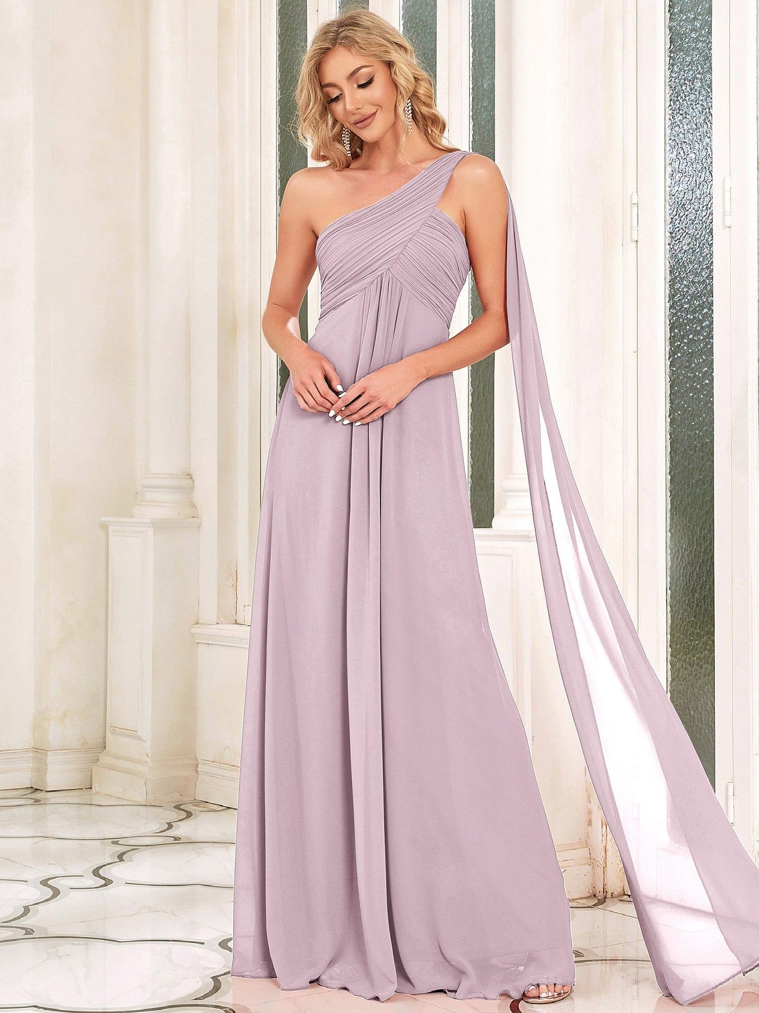 Custom Size Long Chiffon One Shoulder Evening Dresses