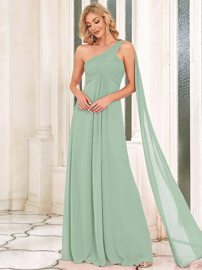 Custom Size Long Chiffon One Shoulder Evening Dresses